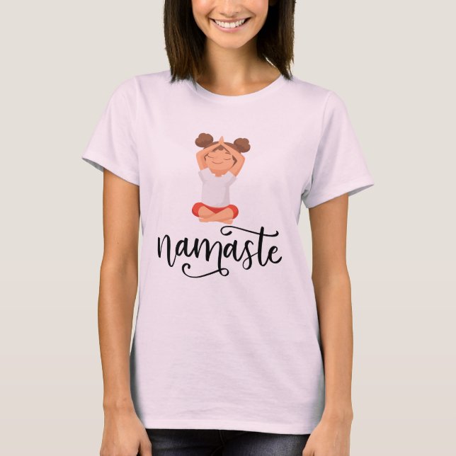 T-shirt Namaste Yoga Femme Méditation Spirituelle Mignonne (Devant)