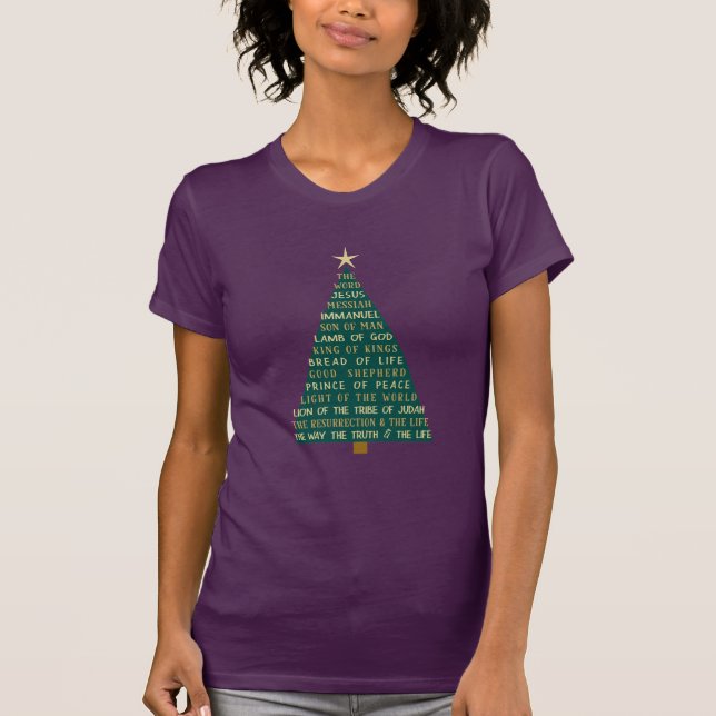 T-shirt Names of Jesus Christmas Tree (Devant)