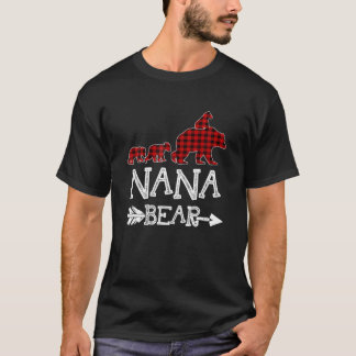 T-shirt Nana Bear Pajama de Noël Rouge Plaid Buffalo Famil
