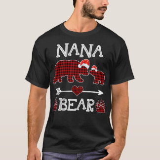 T-shirt Nana Bear Pajama de Noël Rouge Plaid Buffalo Famil