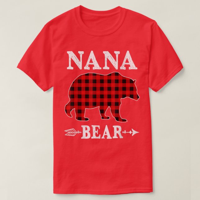 T-shirt Nana Bear Pajama de Noël Rouge Plaid Buffalo Famil (Design devant)