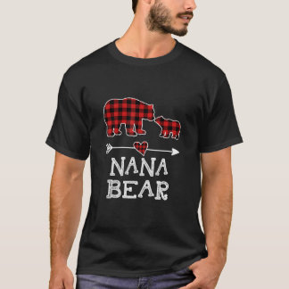 T-shirt Nana Bear Pajama de Noël Rouge Plaid Buffalo Famil