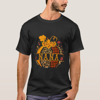 T-shirt Nana Citrouille Empreinte de léopard Pour Grandma