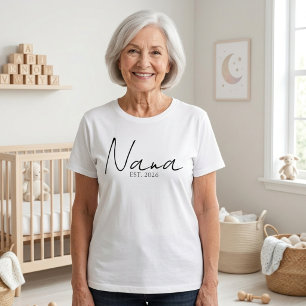 T-shirt Nana Classique EST Année Script Famille Simple