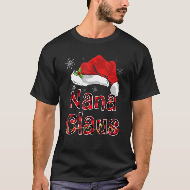 T-shirt Nana Claus Chemise Santa Hat Red Buffalo Plaid Chr (Devant)