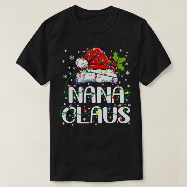 T-shirt Nana Claus Feux de Noël Pyjama Famille Matchine (Design devant)