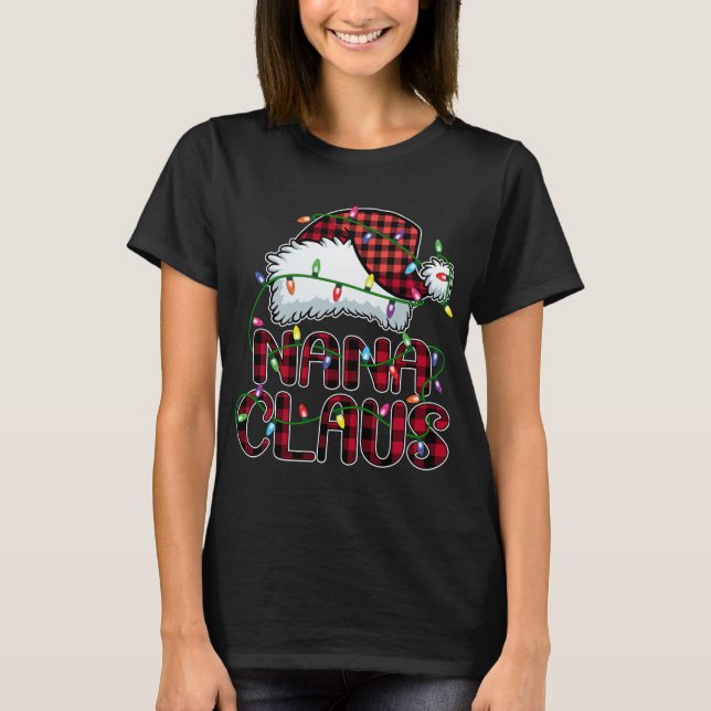T-shirt Nana Claus Lumières Noël Pyjama Famille Correspond (Devant)