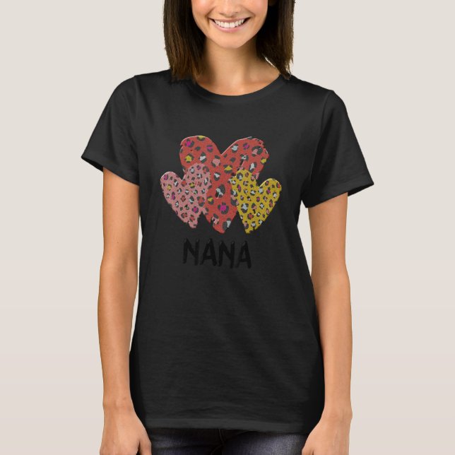 T-shirt Nana Coeurs Leopard Plaid Vlentines Jour Garçons F (Devant)