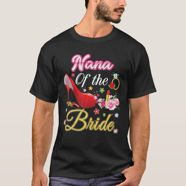 T-shirt Nana De La Mariée Joyeux Mariage Flower Rose Chaus (Devant)