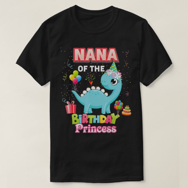 T-shirt Nana De L'Anniversaire Dinosaur Fille Matching Fam (Design devant)