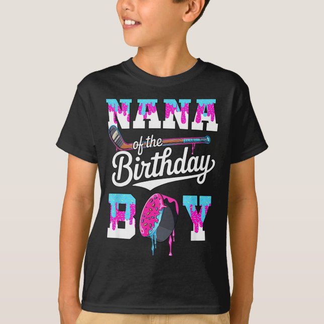 T-shirt Nana Of The Birthday Boy Hockey Ice Cream Drip Fam (Devant)