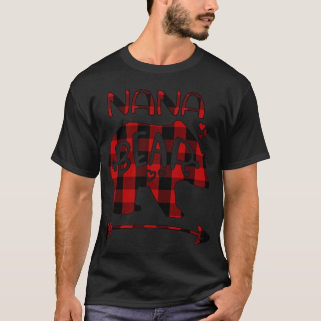T-shirt Nana Ours Rouge Et Noir Buffle Plaid Ours Coeur A (Devant)