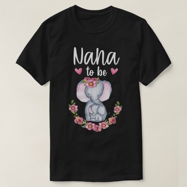T-shirt Nana To Be Elephant Baby shower Nana Grandma Flora (Design devant)
