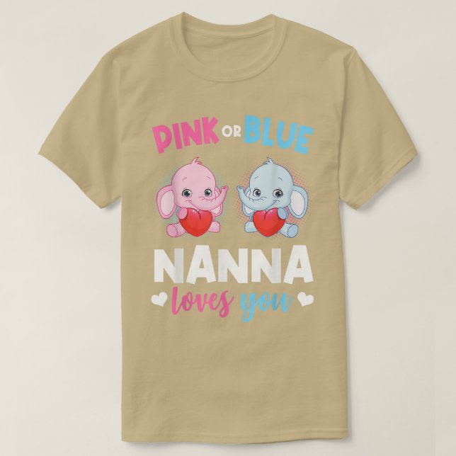 T-shirt Nanna Rose Ou Bleu Vous Aime Genre Révéler Éléphan (Design devant)