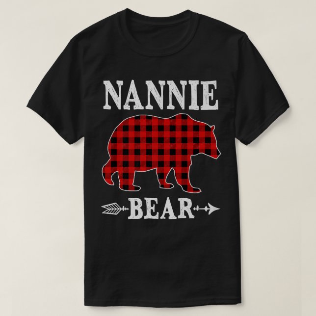 T-shirt Nannie Bear Pyjama de Noël Rouge Plaid Buffalo Fam (Design devant)