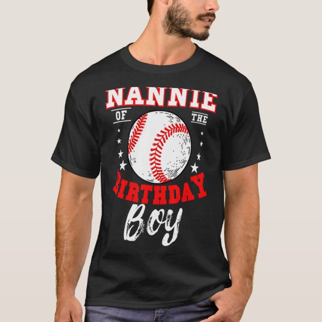 T-shirt Nannie De L'Anniversaire Boy Baseball Thème Annive (Devant)