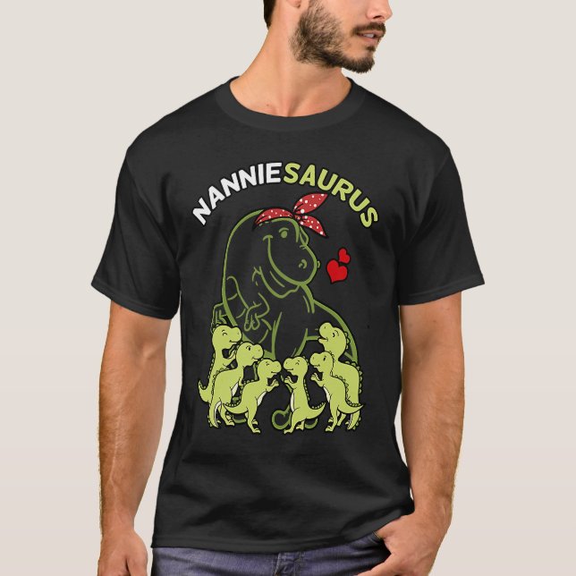 T-shirt Nanniesaurus Nannie 6 Enfants Dinosaur Fête des mè (Devant)