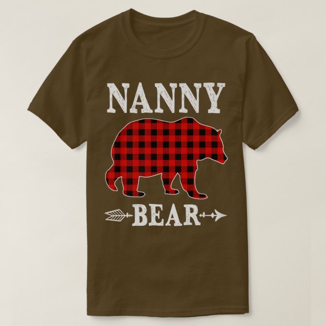 T-shirt Nanny Bear Pajama de Noël Red Plaid Buffalo Fami (Design devant)
