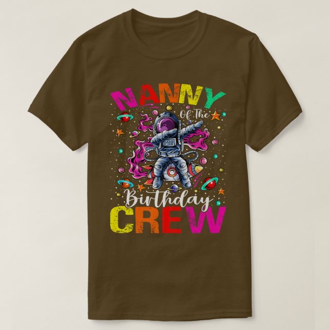 T-shirt Nanny Birthday Crew Astronaut planètes spatiales (Design devant)
