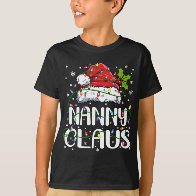 T-shirt Nanny Claus Lumières de Noël Pyjama Famille Matchi (Devant)