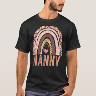 T-shirt Nanny Family Rainbow Leopard Graphic mignonne Mère