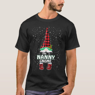 T-shirt Nanny Gnome Buffalo Plaid Matching Family Christma