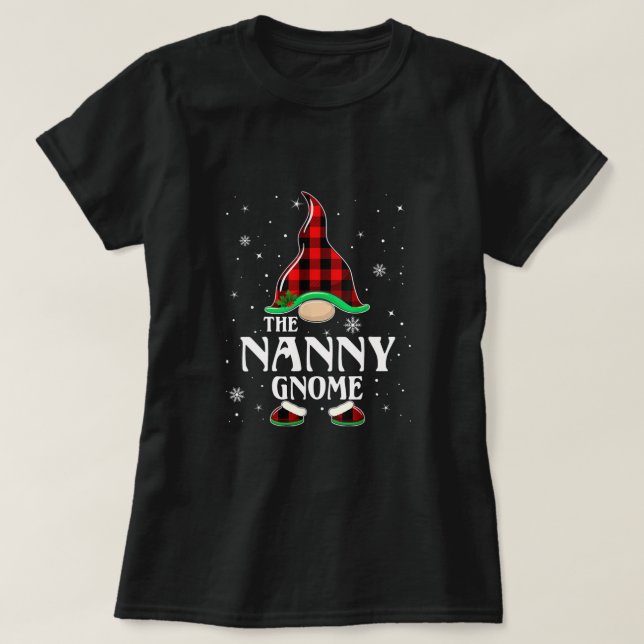 T-shirt Nanny Gnome Buffalo Plaid Matching Family Christma (Design devant)