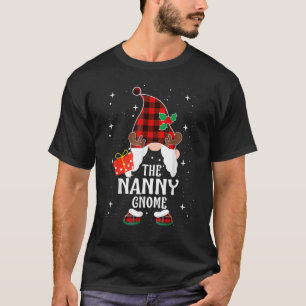 T-shirt Nanny Gnome Buffalo Plaid Matching Family Christma