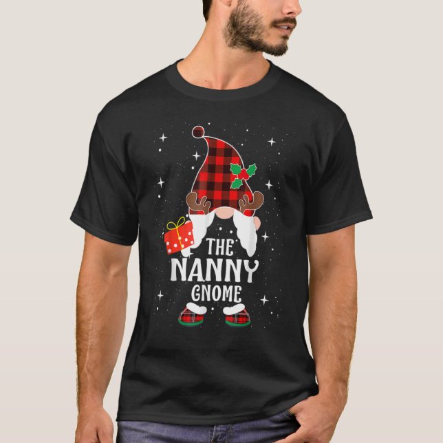 T-shirt Nanny Gnome Buffalo Plaid Matching Family Christma (Devant)