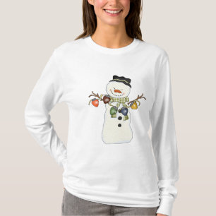 T-shirt nano blanc de douille de bonhomme de neige
