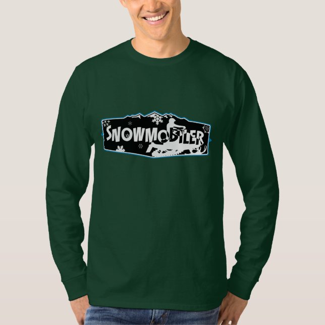 T-shirt nano de douille de Snowmobiler Hanes long (Devant)