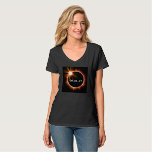 T-shirt nano d'éclipse de V-cou de Hanes des