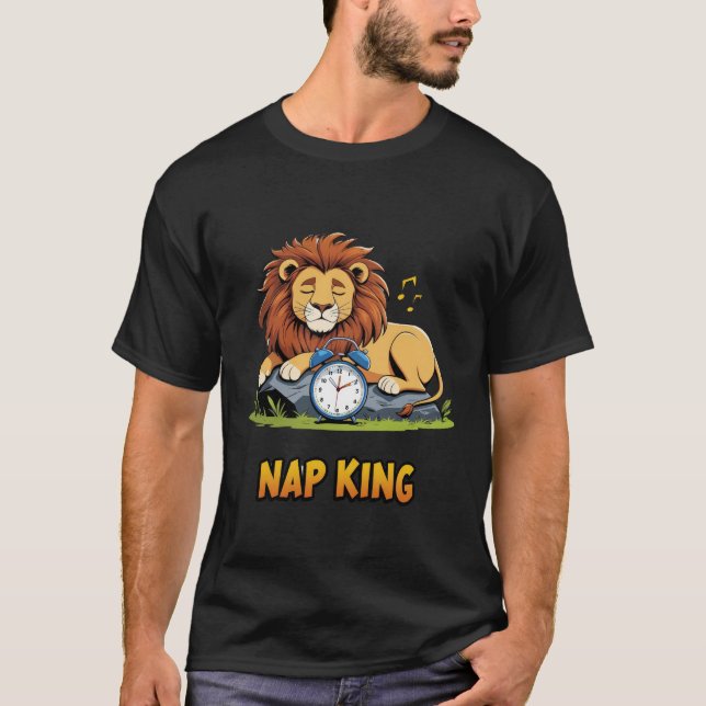 T-shirt Nap King Drôle Lion Dormir (Devant)