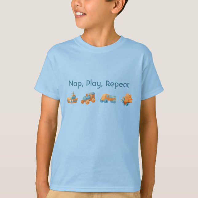 T-shirt Nap Play Repeat Fun Toddler Citation (Devant)