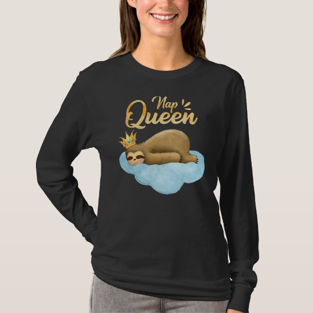 T-shirt Nap Queen Sloth Avec Couronne mignonne Sloth (Devant)
