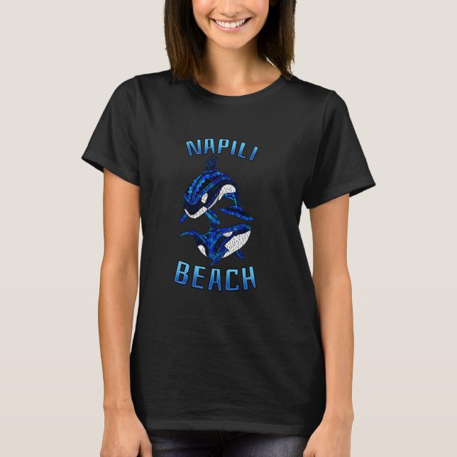 T-shirt Napili Beach Hawaii Vacances Baleine Tribale Orca  (Devant)