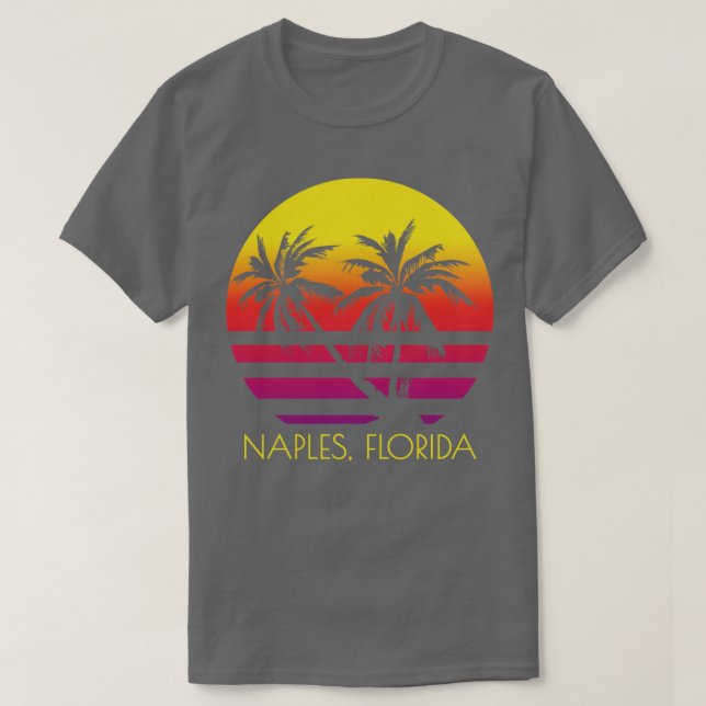 T-shirt Naples Beach Floride Tropical Palm Trees Sunset Va (Design devant)