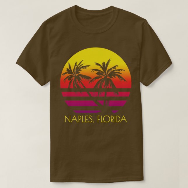 T-shirt Naples Beach Floride Tropical Palm Trees Sunset Va (Design devant)