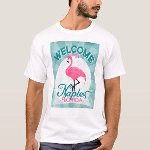 T-shirt Naples Florida Flamant rose rose - Vintage Retro T
