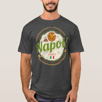 T-shirt Naples Italie Avec Vésuve Et Pizza Vintage Souve