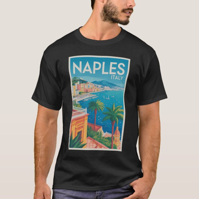 T-shirt Naples Italy Illustration Travel Art Vintage (Devant)