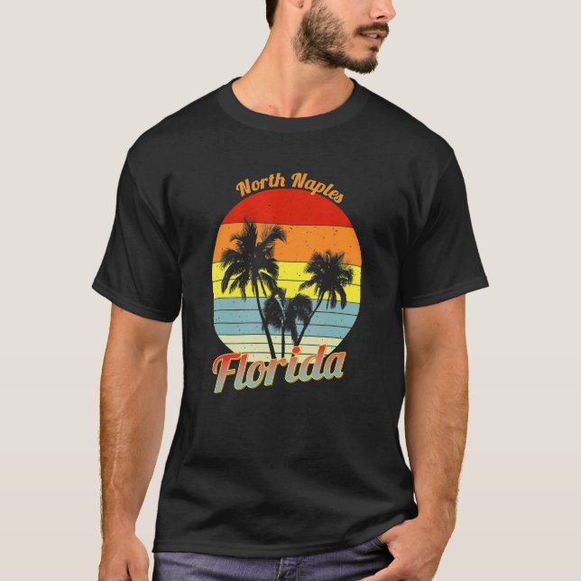 T-shirt Naples Nord Floride Rétro Palmiers Tropicaux Vac (Devant)