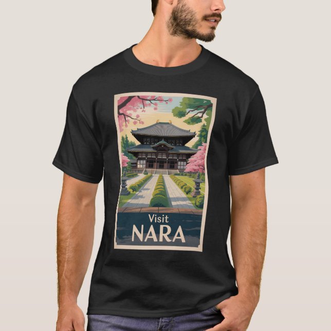 T-shirt Nara Japan Illustration Travel Art Vintage (Devant)
