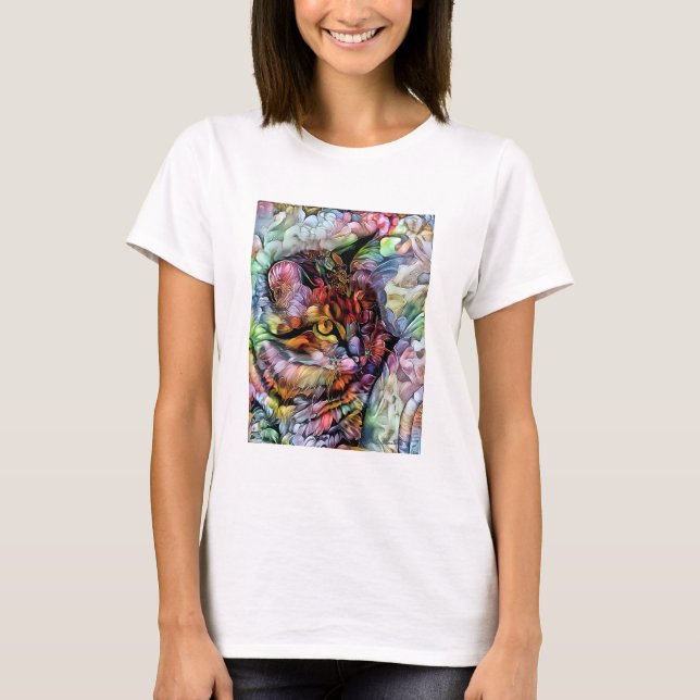 T-shirt Nari le chat et les fleurs (Devant)