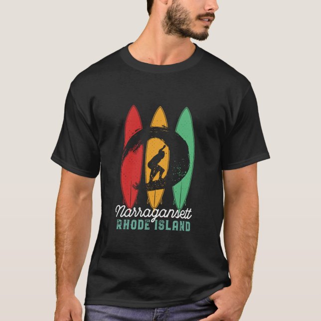 T-shirt Narragansett Rhode Island Beach Retro Surf (Devant)
