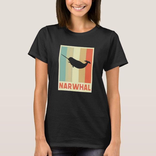 T-shirt Narval Baleine Créatures Marines Rétro Vintage (Devant)