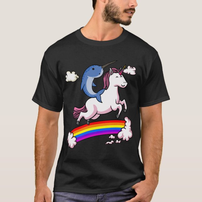 T-shirt Narval Poisson Licorne à Cheval (Devant)