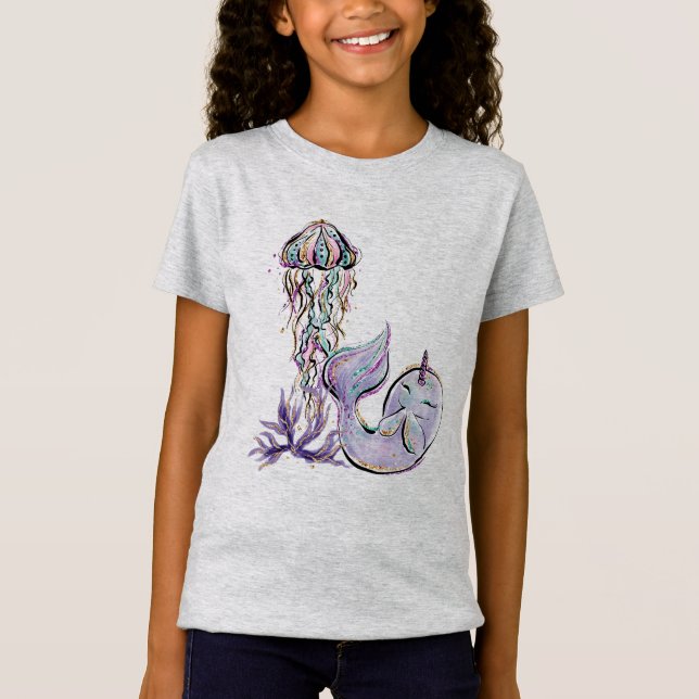 T-Shirt Narwhal Dans La Mer (Devant)