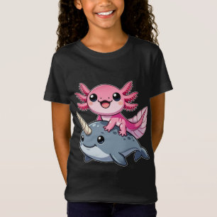 T-Shirt Narwhal et Axolotl Mignons Kawaii Drôles Animaux d
