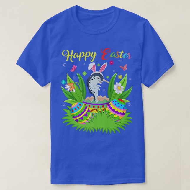 T-shirt Narwhal Fish Lover Floral Easter Egg Funny Narwhal (Design devant)